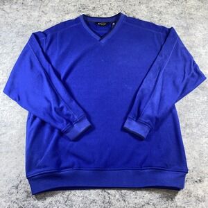 Vintage Eddie Bauer Ebtek Pullover‎ Golf Sweater Men's LT Blue Fleece Pockets